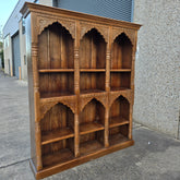 Antique Indian Hand Carved Wooden Mehrab Carvings Bookshelf Brown